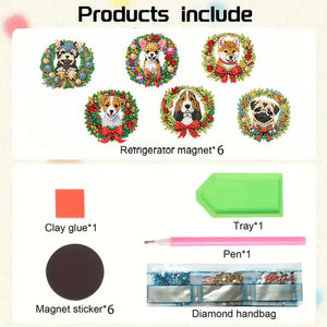 6PCS 2D Flat DIY Diamond Art Refrigerator Magnet Sticker for Home Kitchen Decor