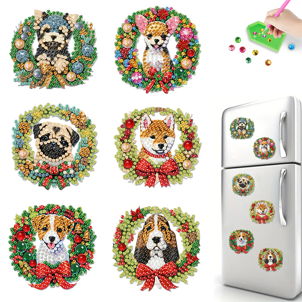 6PCS 2D Flat DIY Diamond Art Refrigerator Magnet Sticker for Home Kitchen Decor