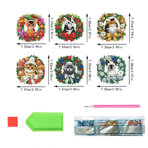6PCS 2D Flat DIY Diamond Art Refrigerator Magnet Sticker for Home Kitchen Decor