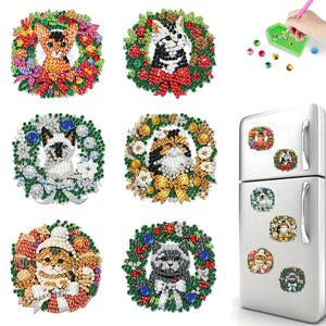 6PCS 2D Flat DIY Diamond Art Refrigerator Magnet Sticker for Home Kitchen Decor