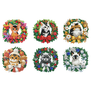 6PCS 2D Flat DIY Diamond Art Refrigerator Magnet Sticker for Home Kitchen Decor