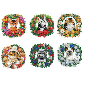 6PCS 2D Flat DIY Diamond Art Refrigerator Magnet Sticker for Home Kitchen Decor