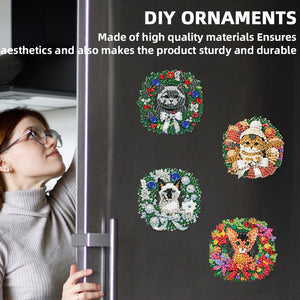 6PCS 2D Flat DIY Diamond Art Refrigerator Magnet Sticker for Home Kitchen Decor