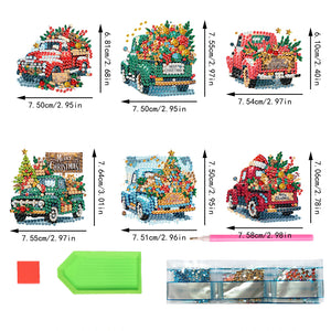 6PCS 2D Flat DIY Diamond Art Refrigerator Magnet Sticker for Home Kitchen Decor