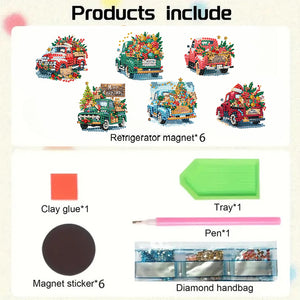 6PCS 2D Flat DIY Diamond Art Refrigerator Magnet Sticker for Home Kitchen Decor