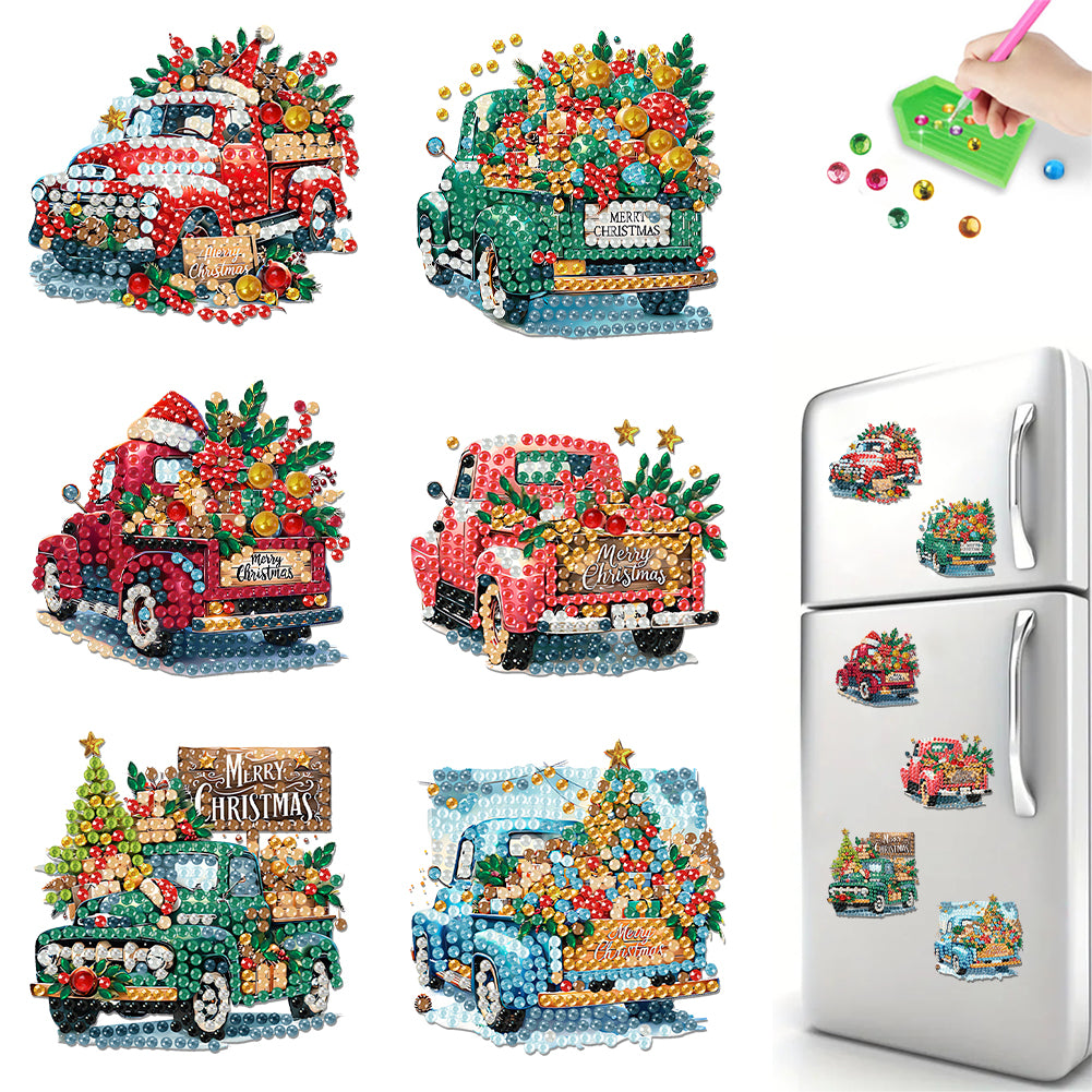 6PCS 2D Flat DIY Diamond Art Refrigerator Magnet Sticker for Home Kitchen Decor