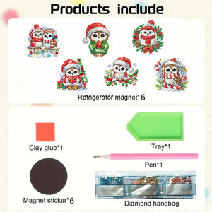 6PCS 2D Flat DIY Diamond Art Refrigerator Magnet Sticker for Home Kitchen Decor