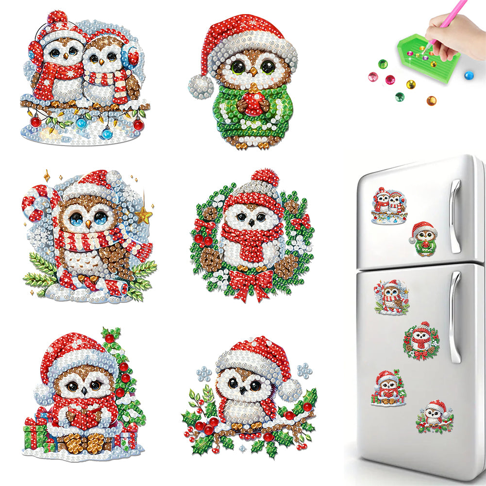 6PCS 2D Flat DIY Diamond Art Refrigerator Magnet Sticker for Home Kitchen Decor