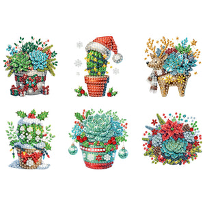 6PCS 2D Flat DIY Diamond Art Refrigerator Magnet Sticker for Home Kitchen Decor