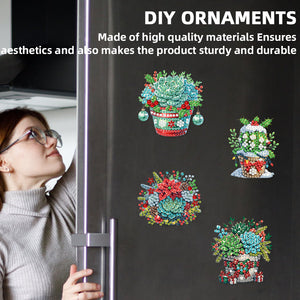 6PCS 2D Flat DIY Diamond Art Refrigerator Magnet Sticker for Home Kitchen Decor