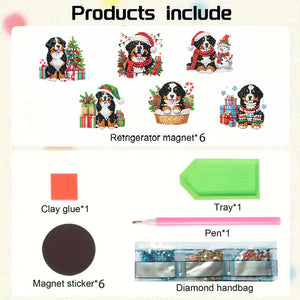 6PCS 2D Flat DIY Diamond Art Refrigerator Magnet Sticker for Home Kitchen Decor