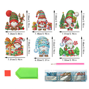 6PCS 2D Flat DIY Diamond Art Refrigerator Magnet Sticker for Home Kitchen Decor