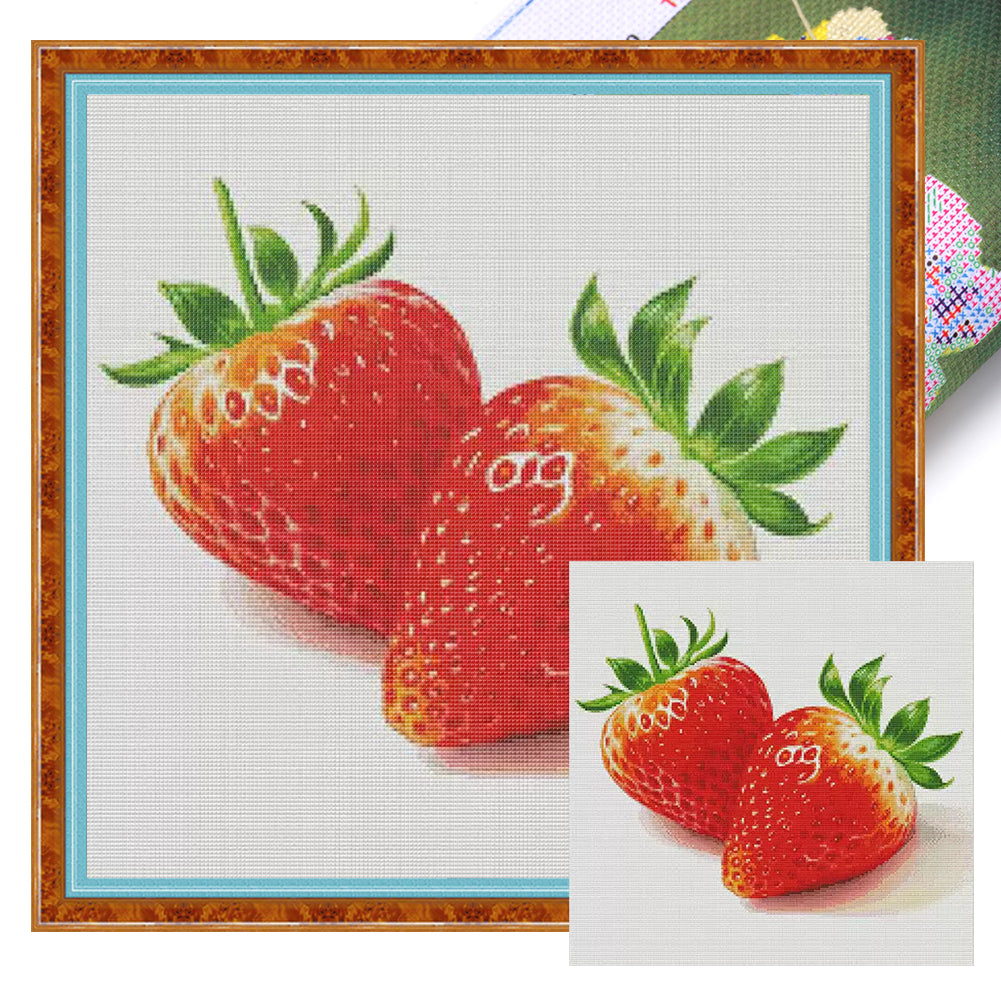 Food Series-Two Strawberries - 50*50CM 14CT Stamped Cross Stitch(Fairy Brand)