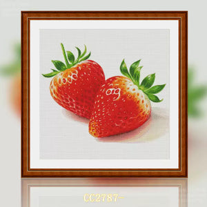 Food Series-Two Strawberries - 50*50CM 14CT Stamped Cross Stitch(Fairy Brand)