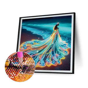 Girl With A Beautiful Skirt 30*30CM(Canvas) Partial Special Shaped Drill Diamond Painting