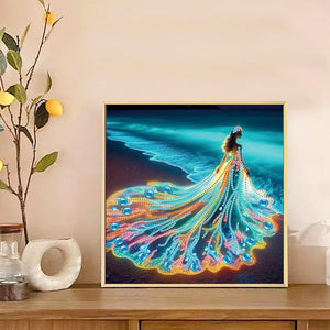 Girl With A Beautiful Skirt 30*30CM(Canvas) Partial Special Shaped Drill Diamond Painting