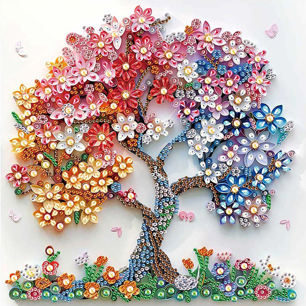 Quilling Tree Of Life 30*30CM(Canvas) Partial Special Shaped Drill Diamond Painting
