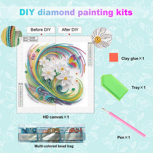 Quilling Frangipani 30*30CM(Canvas) Partial Special Shaped Drill Diamond Painting