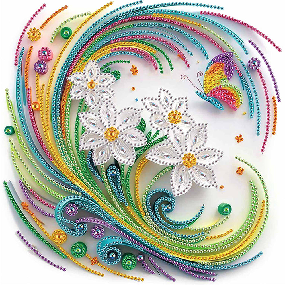 Quilling Frangipani 30*30CM(Canvas) Partial Special Shaped Drill Diamond Painting