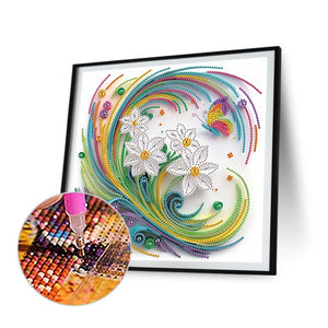 Quilling Frangipani 30*30CM(Canvas) Partial Special Shaped Drill Diamond Painting