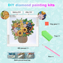 Load image into Gallery viewer, Quilling Sunflower Bouquet 30*30CM(Canvas) Partial Special Shaped Drill Diamond Painting
