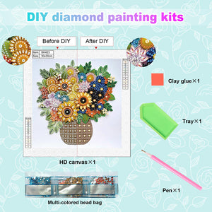 Quilling Sunflower Bouquet 30*30CM(Canvas) Partial Special Shaped Drill Diamond Painting