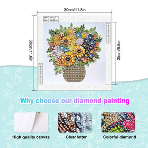 Quilling Sunflower Bouquet 30*30CM(Canvas) Partial Special Shaped Drill Diamond Painting