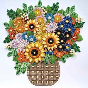 Quilling Sunflower Bouquet 30*30CM(Canvas) Partial Special Shaped Drill Diamond Painting