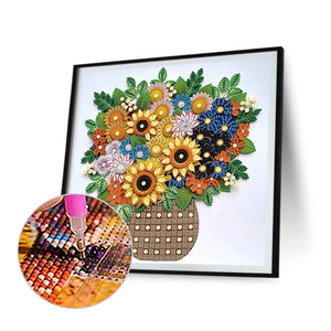 Quilling Sunflower Bouquet 30*30CM(Canvas) Partial Special Shaped Drill Diamond Painting