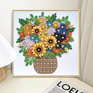 Quilling Sunflower Bouquet 30*30CM(Canvas) Partial Special Shaped Drill Diamond Painting