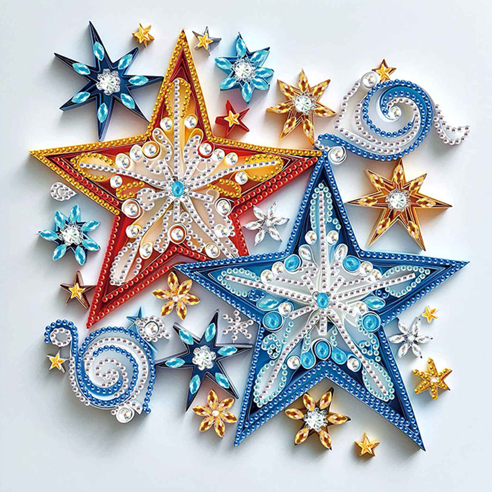 Quilling Five-Pointed Star 30*30CM(Canvas) Partial Special Shaped Drill Diamond Painting