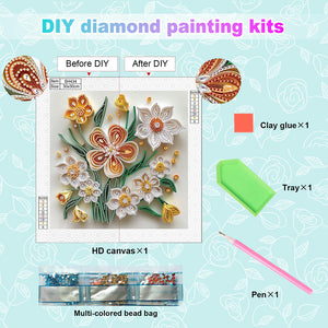 Quilling Flowers And Plants 30*30CM(Canvas) Partial Special Shaped Drill Diamond Painting