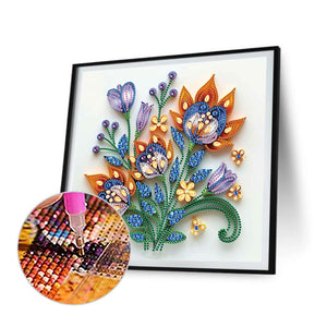 Quilling Flowers And Plants 30*30CM(Canvas) Partial Special Shaped Drill Diamond Painting