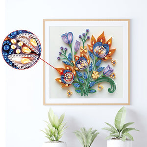 Quilling Flowers And Plants 30*30CM(Canvas) Partial Special Shaped Drill Diamond Painting