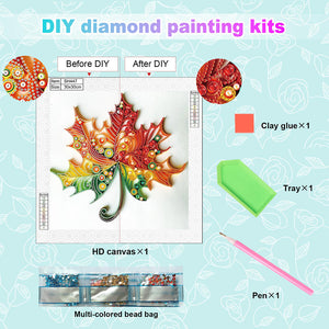 Quilling Maple Leaf 30*30CM(Canvas) Partial Special Shaped Drill Diamond Painting