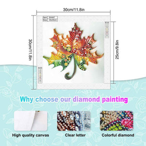 Quilling Maple Leaf 30*30CM(Canvas) Partial Special Shaped Drill Diamond Painting