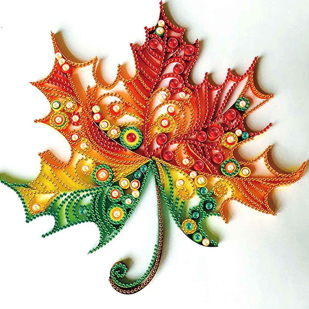 Quilling Maple Leaf 30*30CM(Canvas) Partial Special Shaped Drill Diamond Painting