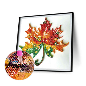 Quilling Maple Leaf 30*30CM(Canvas) Partial Special Shaped Drill Diamond Painting