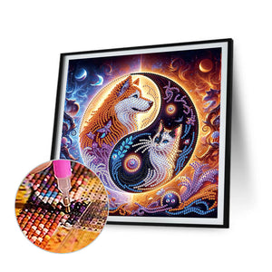 Tai Chi Bagua Cats And Dogs 30*30CM(Canvas) Partial Special Shaped Drill Diamond Painting