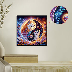 Tai Chi Bagua Cats And Dogs 30*30CM(Canvas) Partial Special Shaped Drill Diamond Painting