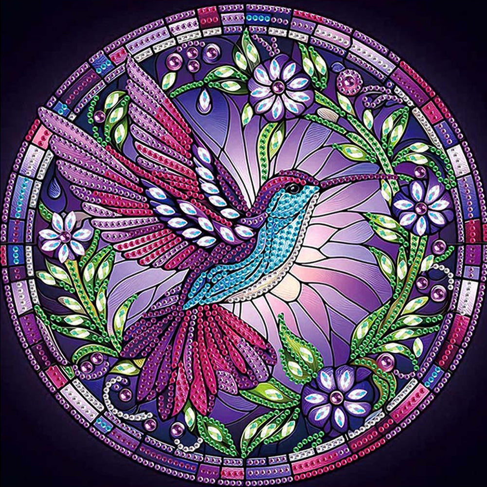 Purple Hummingbird 30*30CM(Canvas) Partial Special Shaped Drill Diamond Painting