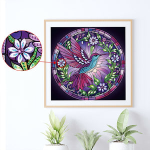 Purple Hummingbird 30*30CM(Canvas) Partial Special Shaped Drill Diamond Painting