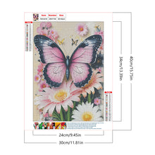 Load image into Gallery viewer, Pink Butterfly With Flowers 30*40CM(Canvas) Full Round Drill Diamond Painting
