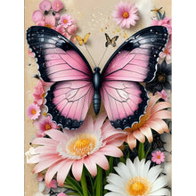 Load image into Gallery viewer, Pink Butterfly With Flowers 30*40CM(Canvas) Full Round Drill Diamond Painting
