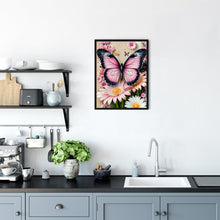 Load image into Gallery viewer, Pink Butterfly With Flowers 30*40CM(Canvas) Full Round Drill Diamond Painting
