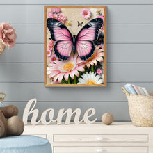 Load image into Gallery viewer, Pink Butterfly With Flowers 30*40CM(Canvas) Full Round Drill Diamond Painting
