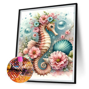 Seahorse With Flowers 30*40CM(Canvas) Full Round Drill Diamond Painting