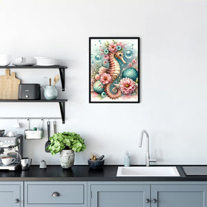 Seahorse With Flowers 30*40CM(Canvas) Full Round Drill Diamond Painting