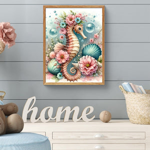 Seahorse With Flowers 30*40CM(Canvas) Full Round Drill Diamond Painting