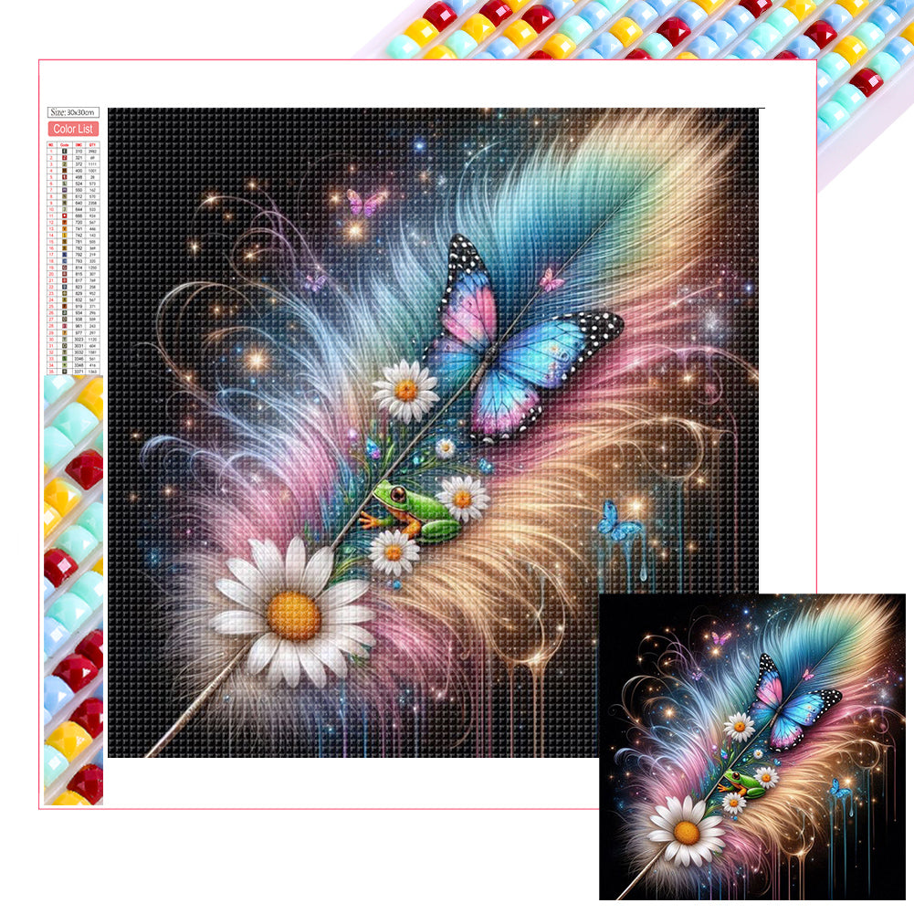 Feather Butterfly 30*30CM(Picture) Full Square Drill Diamond Painting